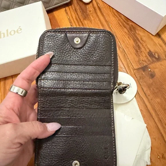 Chloe Black Leather Card Holder with Gold Lock - Picture 6 of 8